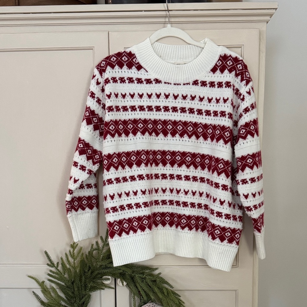 Festive Red and White Knit Sweater